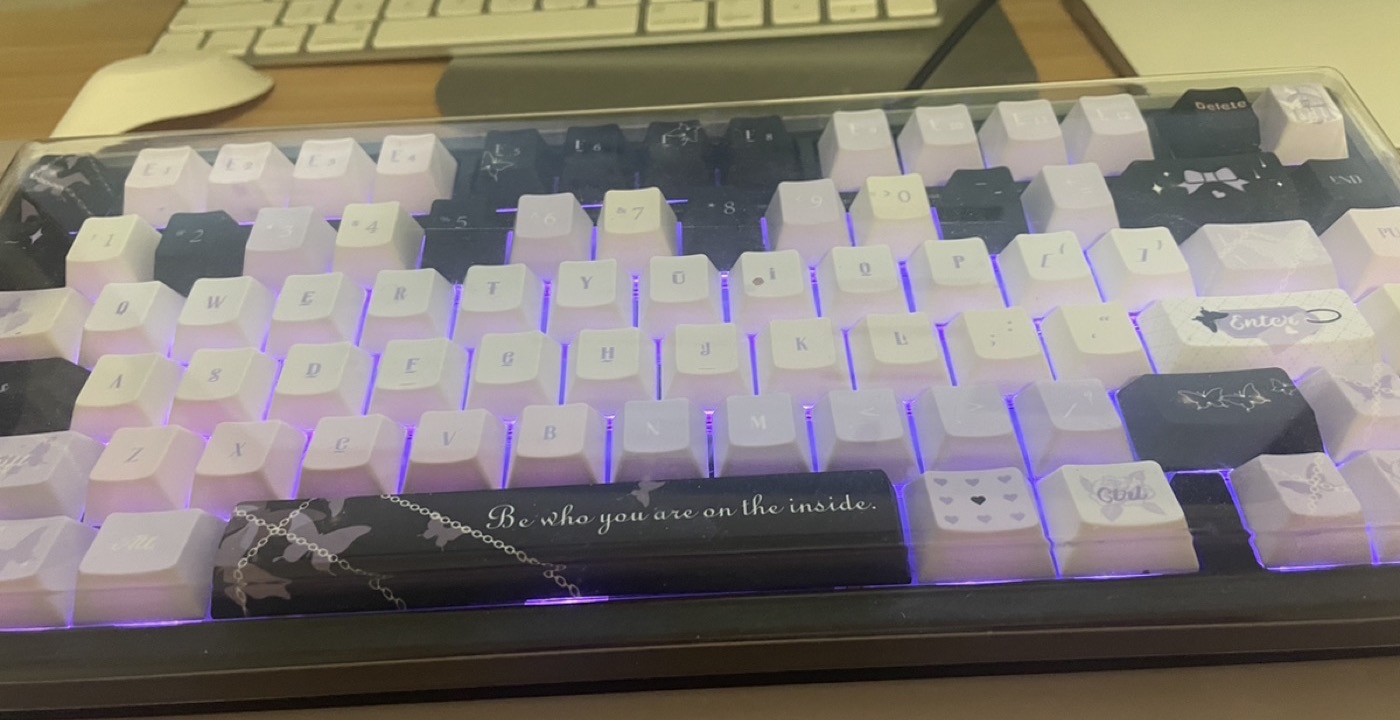 Lilac butterfly keyboard with RGB glow
