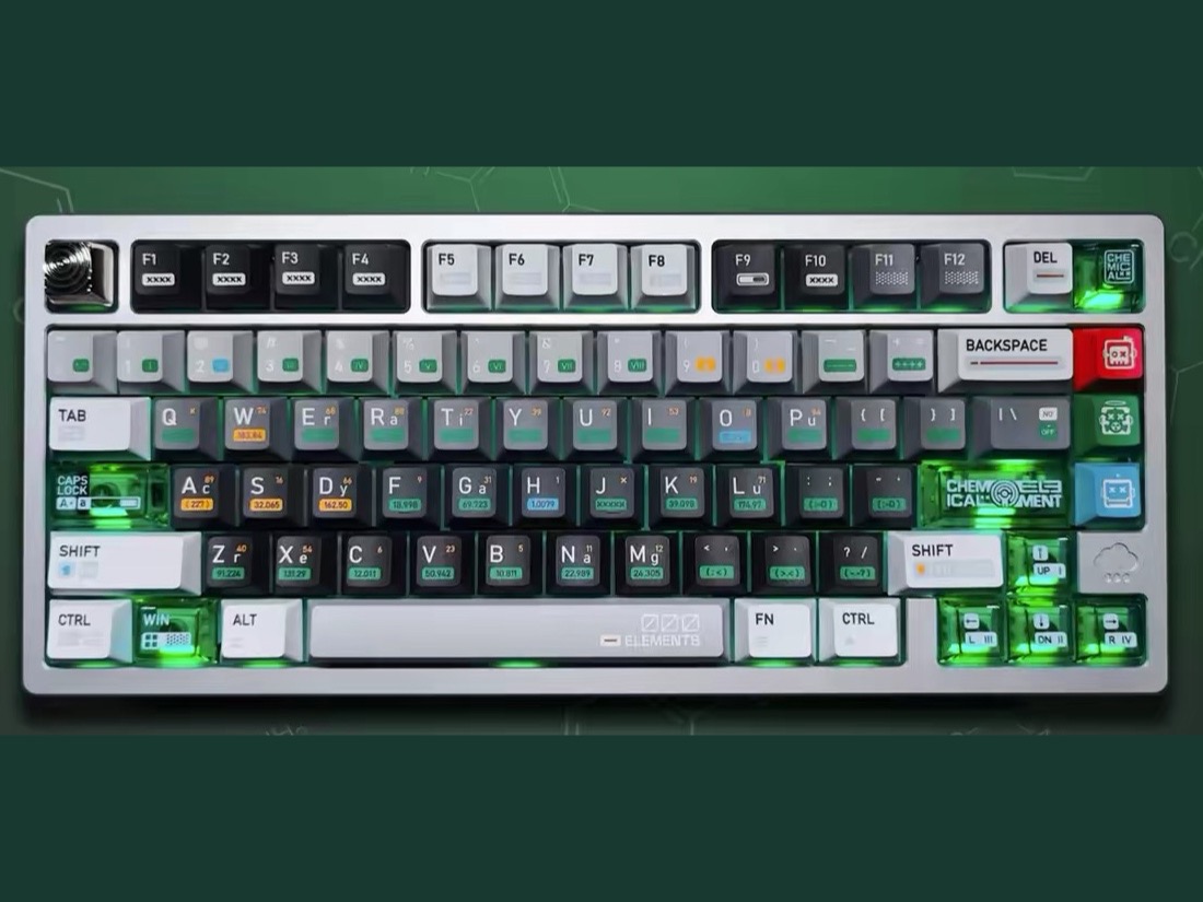 Chemical 001 keycap set installed on a compact mechanical keyboard