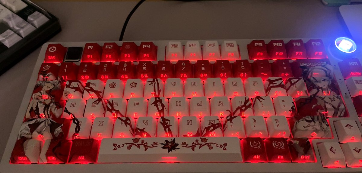 RGB night preview of red custom keycap keyboard